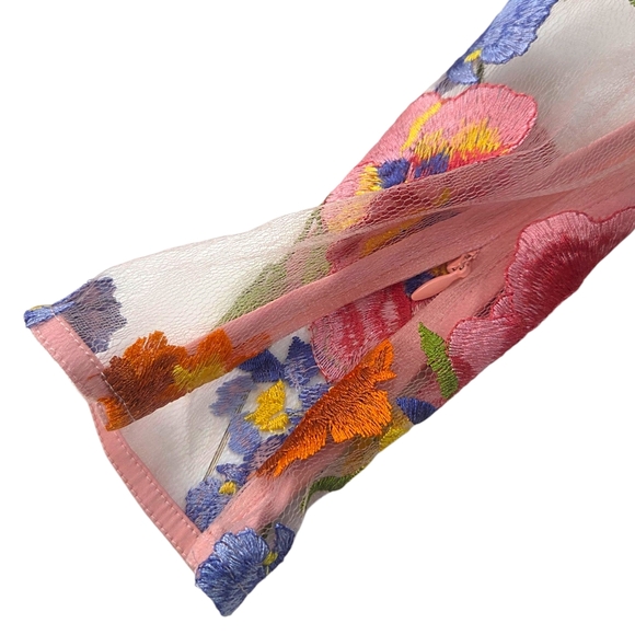 For Love & Lemons Percy Mini Dress Sheer Coquette Womens Small Pink Floral Fairy - Picture 15 of 15